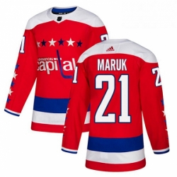 Mens Adidas Washington Capitals 21 Dennis Maruk Authentic Red Alternate NHL Jersey 