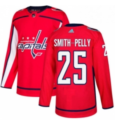 Mens Adidas Washington Capitals 25 Devante Smith Pelly Authentic Red Home NHL Jersey 