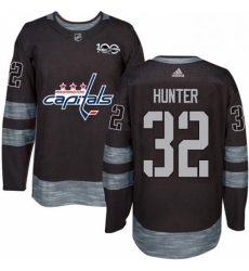 Mens Adidas Washington Capitals 32 Dale Hunter Authentic Black 1917 2017 100th Anniversary NHL Jersey 