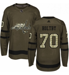 Mens Adidas Washington Capitals 70 Braden Holtby Premier Green Salute to Service NHL Jersey 