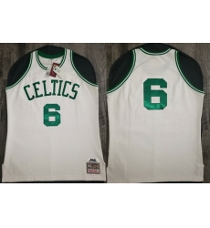 Men Boston Celtics 6 Bill Russell 1962 63 White Throwback Stitched Jersey