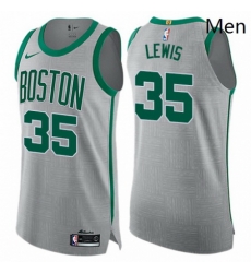 Mens Nike Boston Celtics 35 Reggie Lewis Authentic Gray NBA Jersey City Edition 