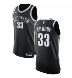 Youth Nike Brooklyn Nets 33 Allen Crabbe Authentic Black Road NBA Jersey Icon Edition 