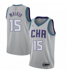 Hornets 15 Kemba Walker Gray Basketball Jordan Swingman City Edition 2019 20 Jersey