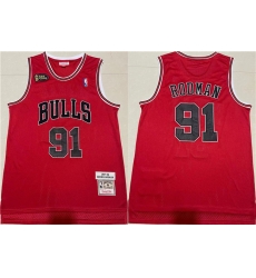 Men Chicago Bulls 91 Dennis Rodman Red 1997 98 Throwback Stitched Jersey