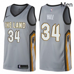 Mens Nike Cleveland Cavaliers 34 Tyrone Hill Swingman Gray NBA Jersey City Edition