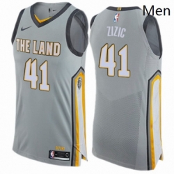 Mens Nike Cleveland Cavaliers 41 Ante Zizic Authentic Gray NBA Jersey City Edition 