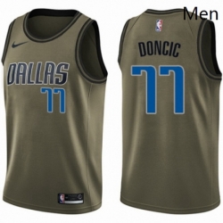 Mens Nike Dallas Mavericks 77 Luka Doncic Swingman Green Salute to Service NBA Jersey 