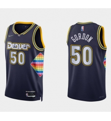 Men Denver Nuggets 50 Aaron Gordon Navy 2021 22 City Edition 75th Anniversary Stitched Jersey