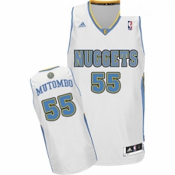 Womens Adidas Denver Nuggets 55 Dikembe Mutombo Swingman White Home NBA Jersey