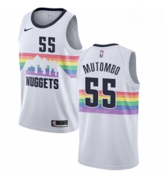 Youth Nike Denver Nuggets 55 Dikembe Mutombo Swingman White NBA Jersey City Edition