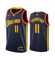 Men Nike Golden State Warriors 11 Klay Thompson Navy NBA Swingman 2020 21 City Edition Jersey