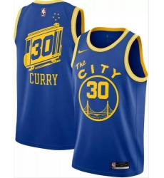 Men Warriors 30 Stephen Curry Blue City Edition Nike Swingman Jersey