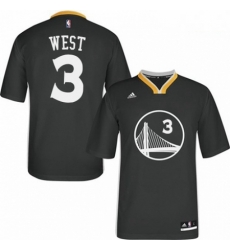 Mens Adidas Golden State Warriors 3 David West Authentic Black Alternate NBA Jersey