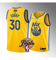 Men's Golden State Warriors #30 Stephen Curry 2022 Yellow NBA Finals Stitched Jersey