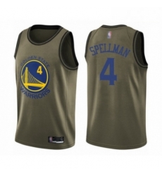 Mens Golden State Warriors 4 Omari Spellman Swingman Green Salute to Service Basketball Jersey 