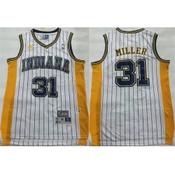 Men Indiana Pacers 31 Reggie Miller White Throwback Stitched Jersey