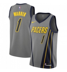 Men Nike Indiana Pacers 1 TJ Warren Gray NBA Swingman City Edition 2018 19 Jersey