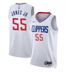 Men Los Angeles Clippers 55 Derrick Jones Jr White Association Edition Stitched Jersey