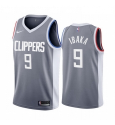 Men Los Angeles Clippers 9 Serge Ibaka Gray NBA Swingman 2020 21 Earned Edition Jersey