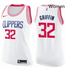 Womens Nike Los Angeles Clippers 32 Blake Griffin Swingman White Pink Fashion NBA Jersey