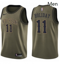 Mens Nike New Orleans Pelicans 11 Jrue Holiday Swingman Green Salute to Service NBA Jersey