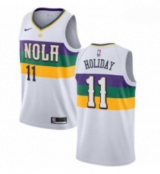 Mens Nike New Orleans Pelicans 11 Jrue Holiday Swingman White NBA Jersey City Edition