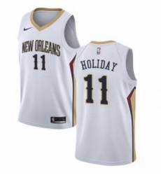 Youth Nike New Orleans Pelicans 11 Jrue Holiday Authentic White Home NBA Jersey Association Edition