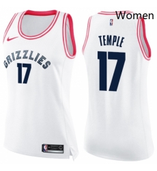 Womens Nike Memphis Grizzlies 17 Garrett Temple Swingman White Pink Fashion NBA Jersey 