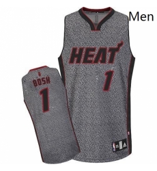 Mens Adidas Miami Heat 1 Chris Bosh Authentic Grey Static Fashion NBA Jersey