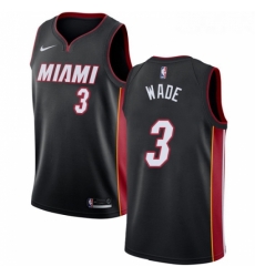 Youth Nike Miami Heat 3 Dwyane Wade Swingman Black Road NBA Jersey Icon Edition