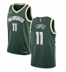 Mens Nike Milwaukee Bucks 11 Brook Lopez Swingman Green NBA Jersey Icon Edition 