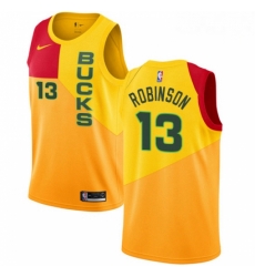 Mens Nike Milwaukee Bucks 13 Glenn Robinson Swingman Yellow NBA Jersey City Edition 