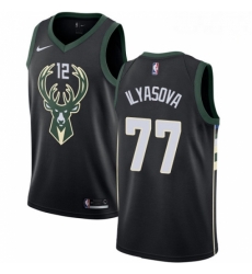 Mens Nike Milwaukee Bucks 77 Ersan Ilyasova Swingman Black NBA Jersey Statement Edition 