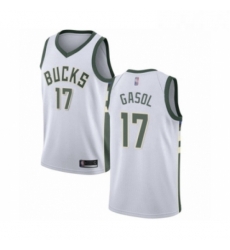 Youth Milwaukee Bucks 17 Pau Gasol Swingman White Basketball Jersey Association Edition 