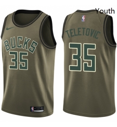 Youth Nike Milwaukee Bucks 35 Mirza Teletovic Swingman Green Salute to Service NBA Jersey