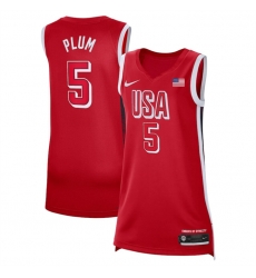 Men USA Basketball 5 Kelsey Plum Red 2024 Swingman Stitched Jersey