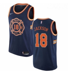 Mens Nike New York Knicks 18 Phil Jackson Swingman Navy Blue NBA Jersey City Edition