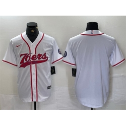 Men Philadelphia 76ers Blank White Cool Base Stitched Baseball Jersey