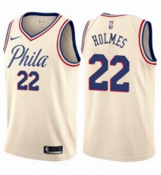 Womens Nike Philadelphia 76ers 22 Richaun Holmes Swingman Cream NBA Jersey City Edition 