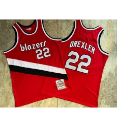 Blazers 22 Clyde Drexler Red 1983 84 Hardwood Classics Swingman Jersey