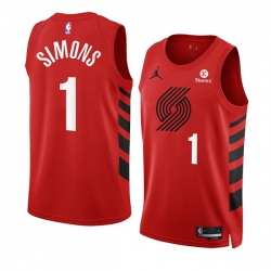 Men Portland Trail Blazers 1 Anfernee Simons 2022 23 Red Statement Edition Swingman Stitched Basketball Jersey