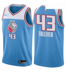 Mens Nike Sacramento Kings 43 Anthony Tolliver Authentic Blue NBA Jersey City Edition