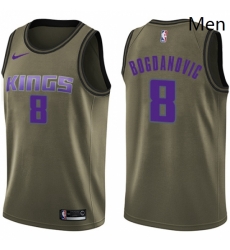 Mens Nike Sacramento Kings 8 Bogdan Bogdanovic Swingman Green Salute to Service NBA Jersey 