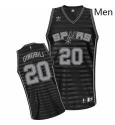 Mens Adidas San Antonio Spurs 20 Manu Ginobili Swingman BlackGrey Groove NBA Jersey