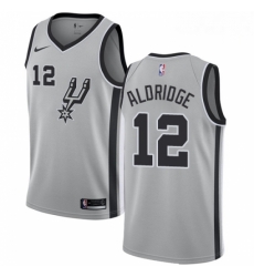 Mens Nike San Antonio Spurs 12 LaMarcus Aldridge Swingman Silver Alternate NBA Jersey Statement Edition