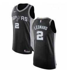 Mens Nike San Antonio Spurs 2 Kawhi Leonard Authentic Black Road NBA Jersey Icon Edition