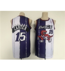 Men Toronto Raptors 15 Vince Carter White Purple Splite Basketball Jersey