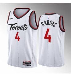 Men Toronto Raptors 4 Scottie Barnes White 2023 24 Association Edition Stitched Basketball Jersey