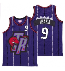 Raptors 9 Serge Ibaka Purple Big Gray TR Logo Retro Jersey